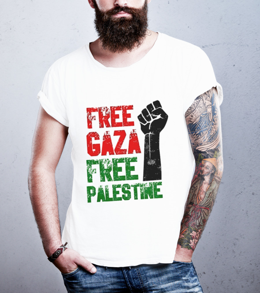 Free Gaza Free Palestine Raised Fist T-Shirt