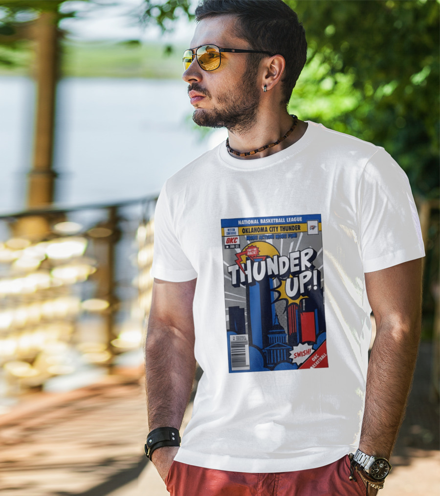 National Basketball League Oklahoma City Thunder Up Comic Swish They're Back OKC Basketball T-Shirt