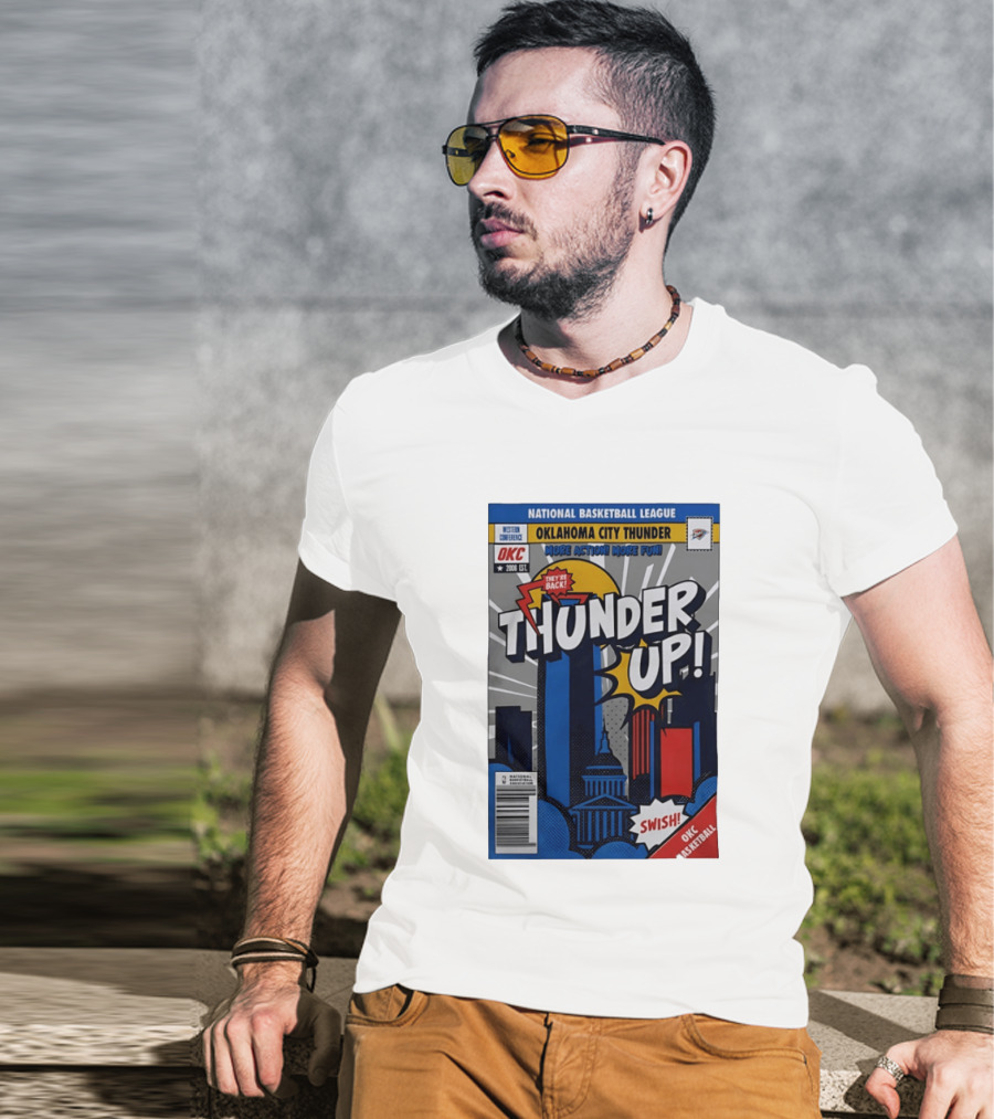 National Basketball League Oklahoma City Thunder Up Comic Swish They're Back OKC Basketball T-Shirt
