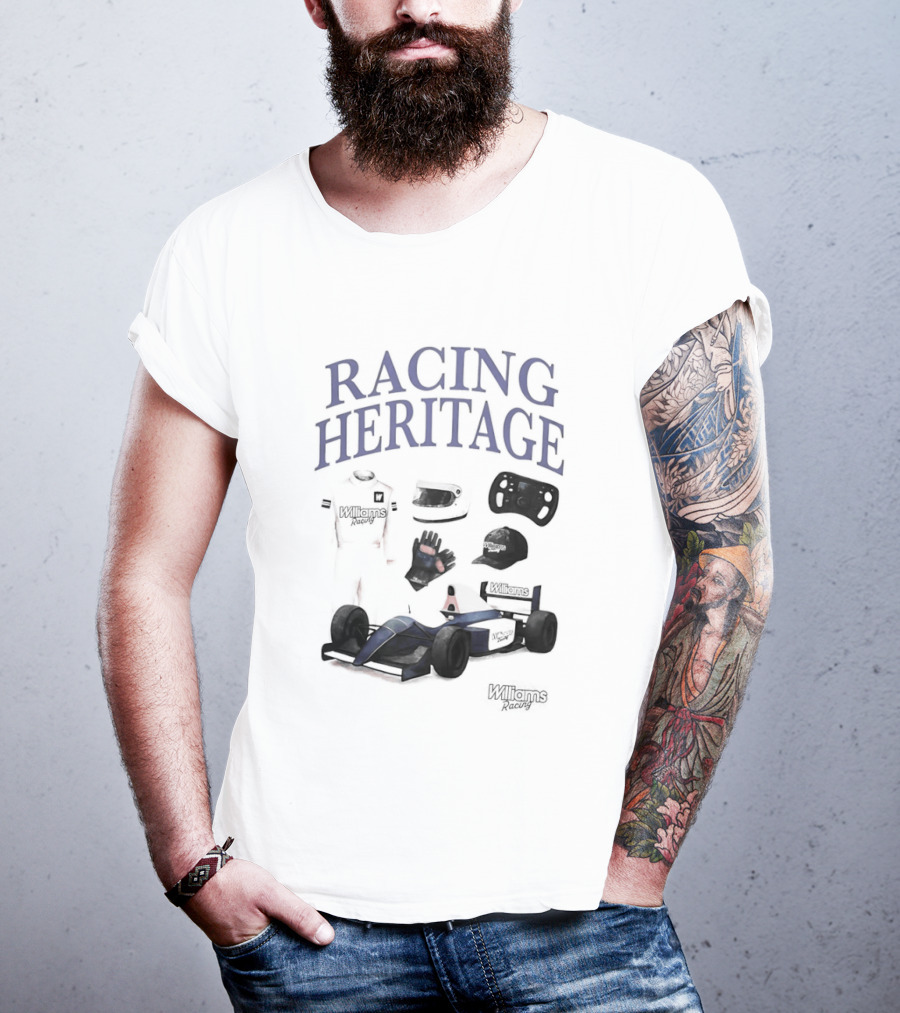 Racing Heritage Williams Racing Formula Car Icons Helmet Glove T-Shirt