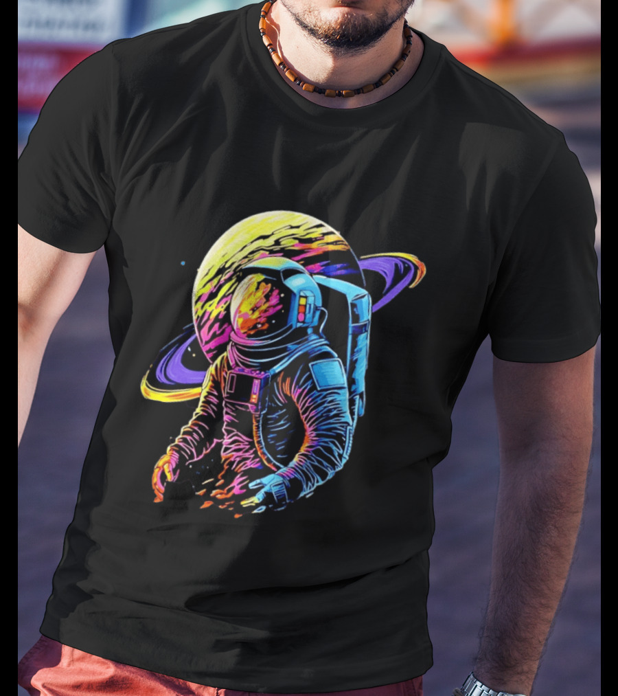 Astronaut Neon Into The Am Saturn Space Adventure T-Shirt