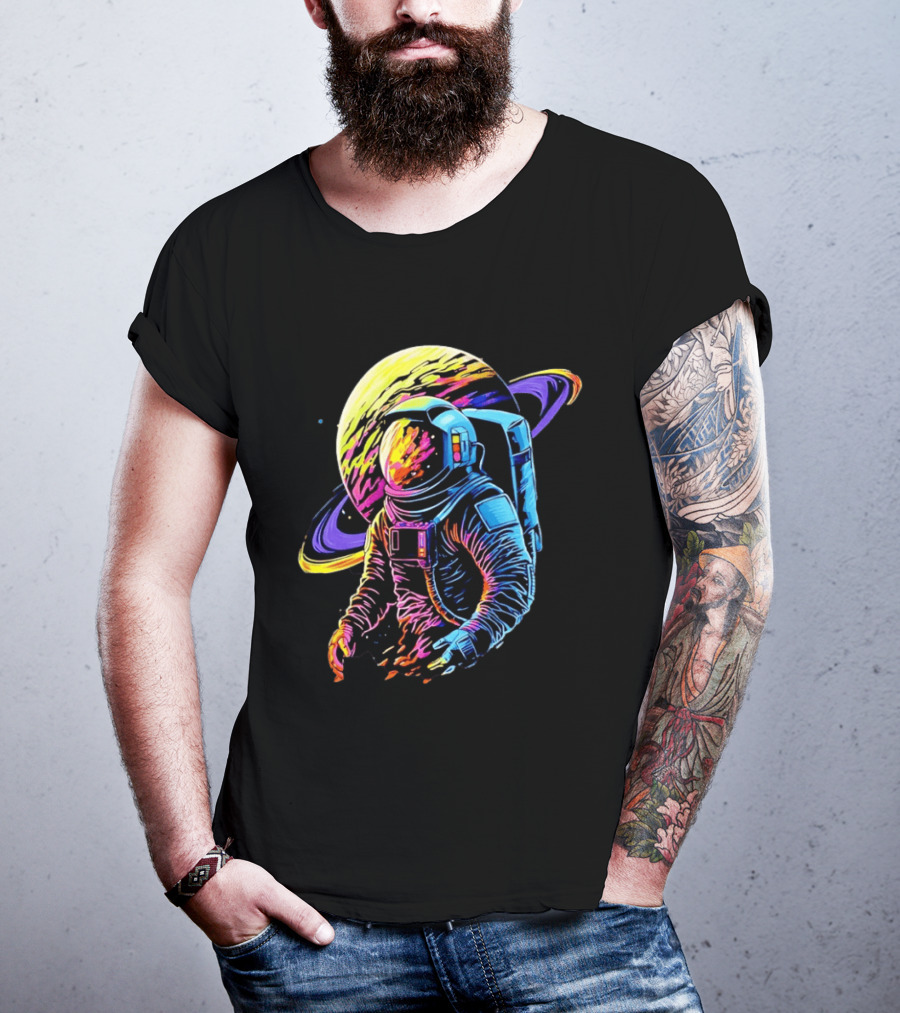 Astronaut Neon Into The Am Saturn Space Adventure T-Shirt