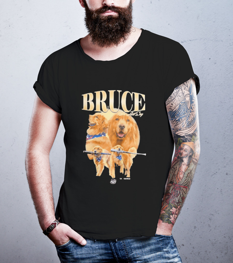 Bruce The Bat Dog Rochester Red Wings Baseball Golden Retriever T-Shirt