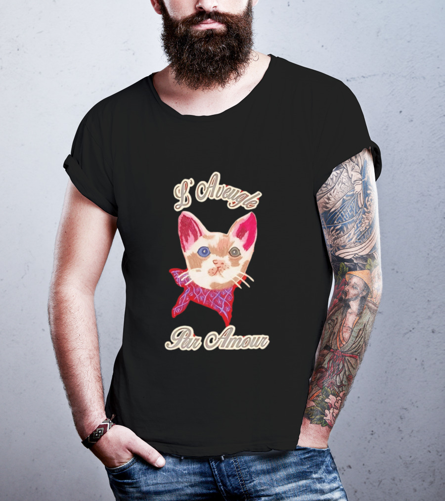 L'Aveugle Par Amour Cute Cat With Red Bandana T-Shirt