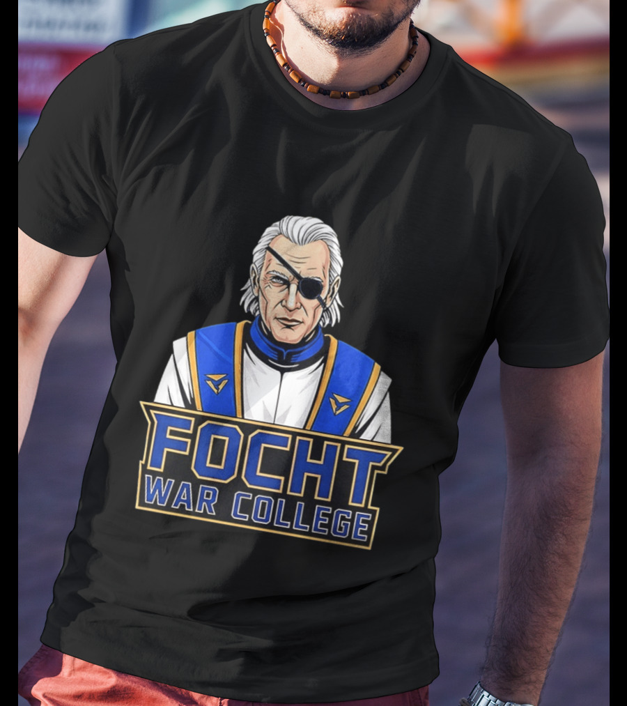 Focht War College Eyepatch Commander Blue And Gold Uniform T-Shirt