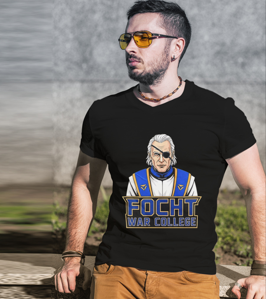 Focht War College Eyepatch Commander Blue And Gold Uniform T-Shirt