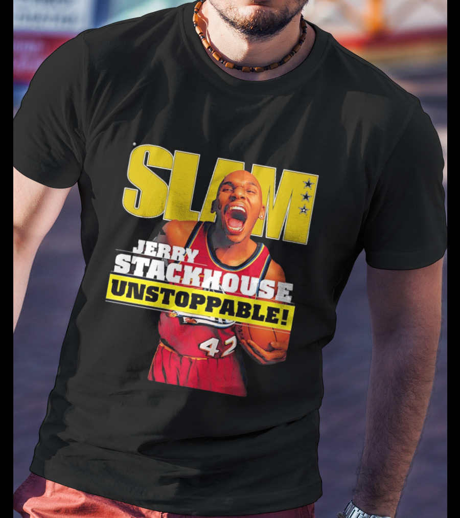 Jerry Stackhouse SLAM Unstoppable Detroit Pistons 42 Hardwood Classics Basketball T-Shirt