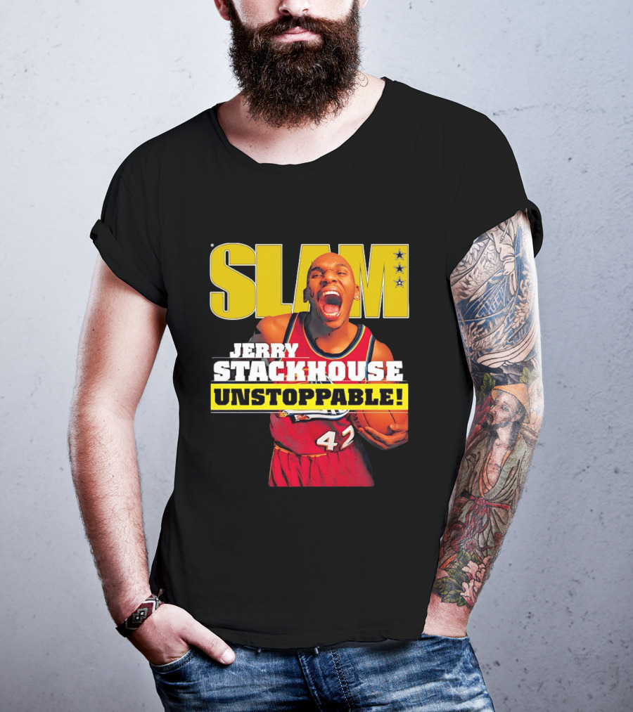 Jerry Stackhouse SLAM Unstoppable Detroit Pistons 42 Hardwood Classics Basketball T-Shirt