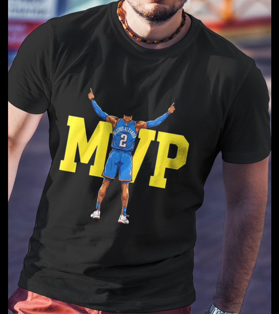 MVP Back 2 Back Shai Gilgeous Alexander Oklahoma City Thunder Basketball Player Blue Jersey Number 2 T-Shirt