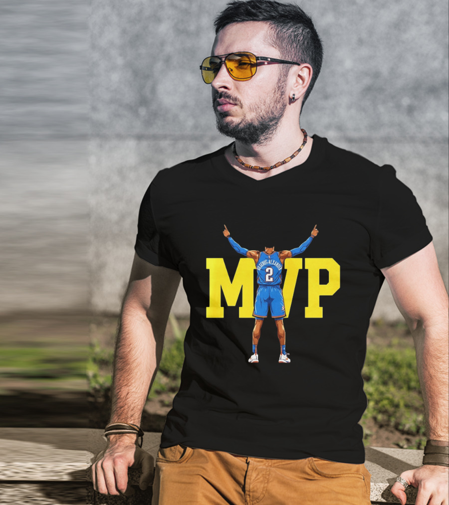 MVP Back 2 Back Shai Gilgeous Alexander Oklahoma City Thunder Basketball Player Blue Jersey Number 2 T-Shirt