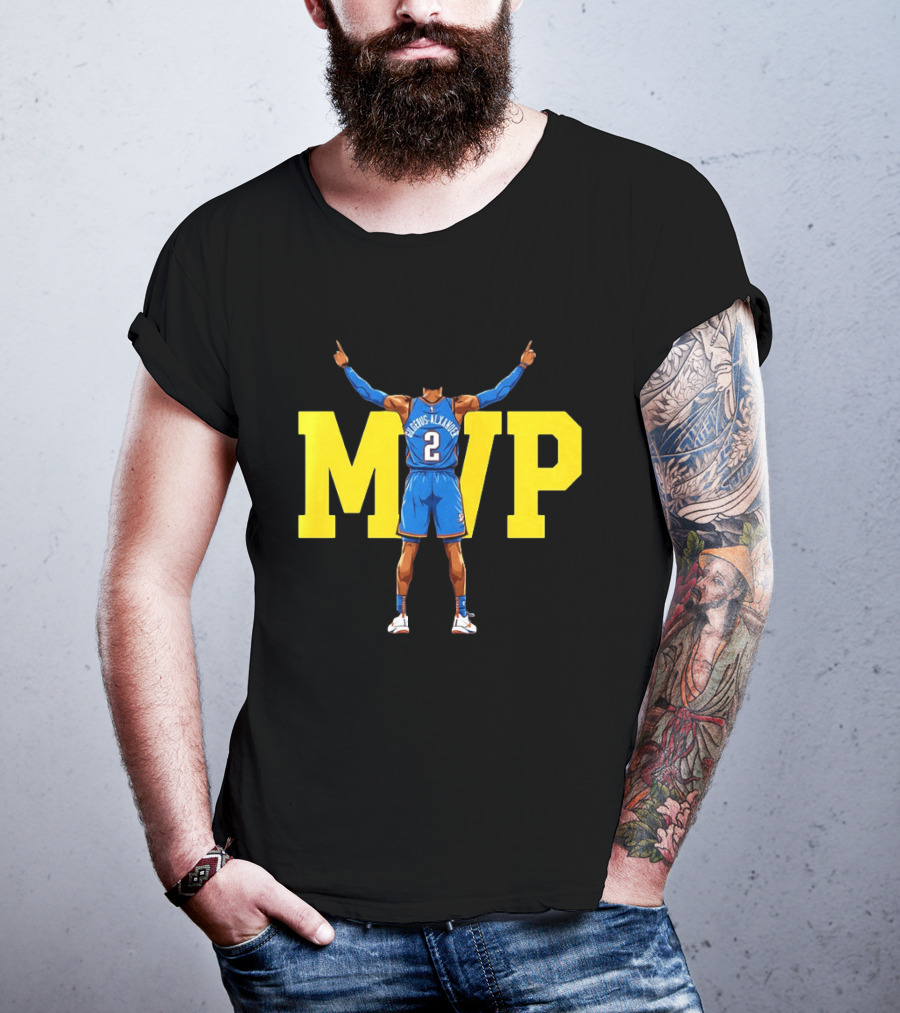 MVP Back 2 Back Shai Gilgeous Alexander Oklahoma City Thunder Basketball Player Blue Jersey Number 2 T-Shirt