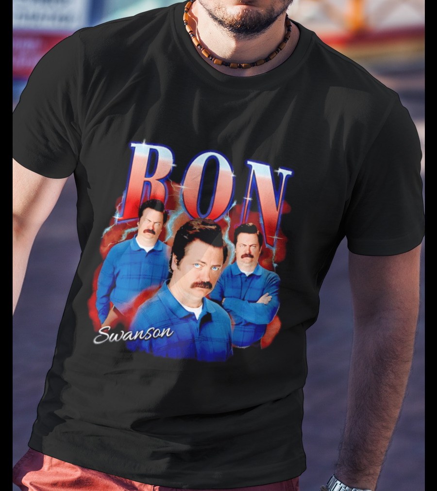 Ron Swanson Triple Image Humor T-Shirt