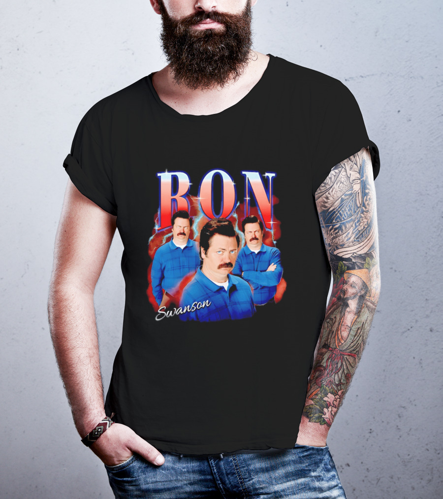 Ron Swanson Triple Image Humor T-Shirt