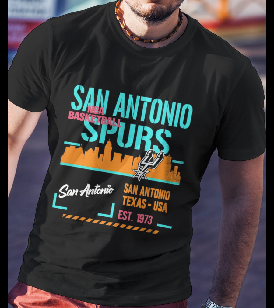 San Antonio Spurs Basketball Skyline Texas USA Est 1973 T-Shirt