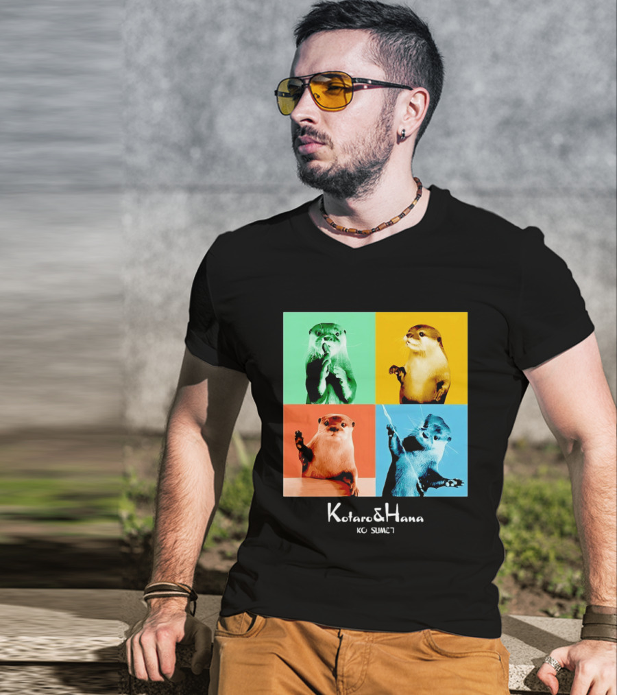 Kotaro And Hana Otters Pop Art Kotsumet T-Shirt