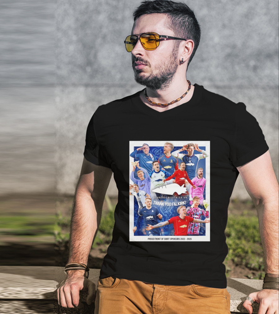 Crunchycarrots.co.uk Thank You Falkirk FC Proud Front Of Sponsors 2022 2026 T-Shirt