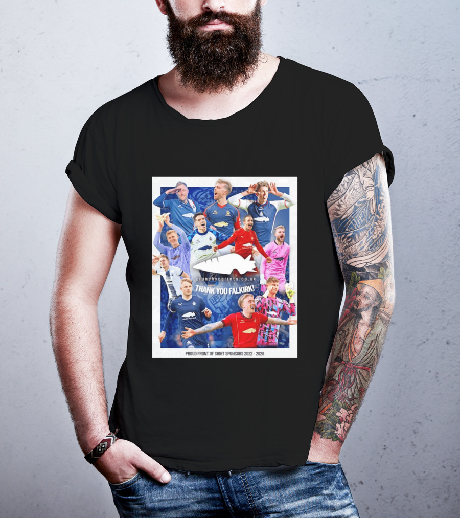Crunchycarrots.co.uk Thank You Falkirk FC Proud Front Of Sponsors 2022 2026 T-Shirt
