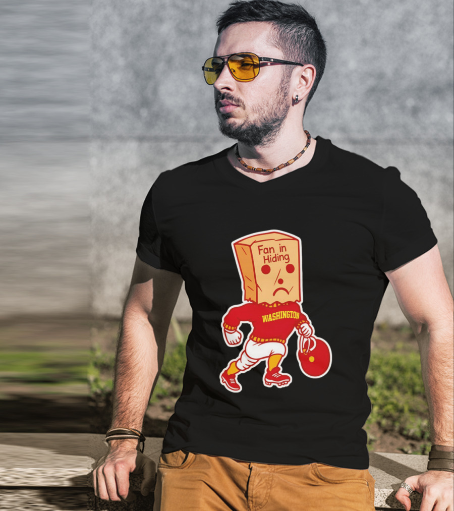 Washington Commanders Fan In Hiding Paper Bag Football Humor T-Shirt