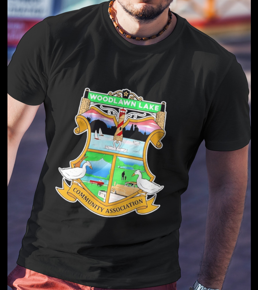 Woodlawn Lake Community Association Scenic Emblem In San Antonio Texas T-Shirt