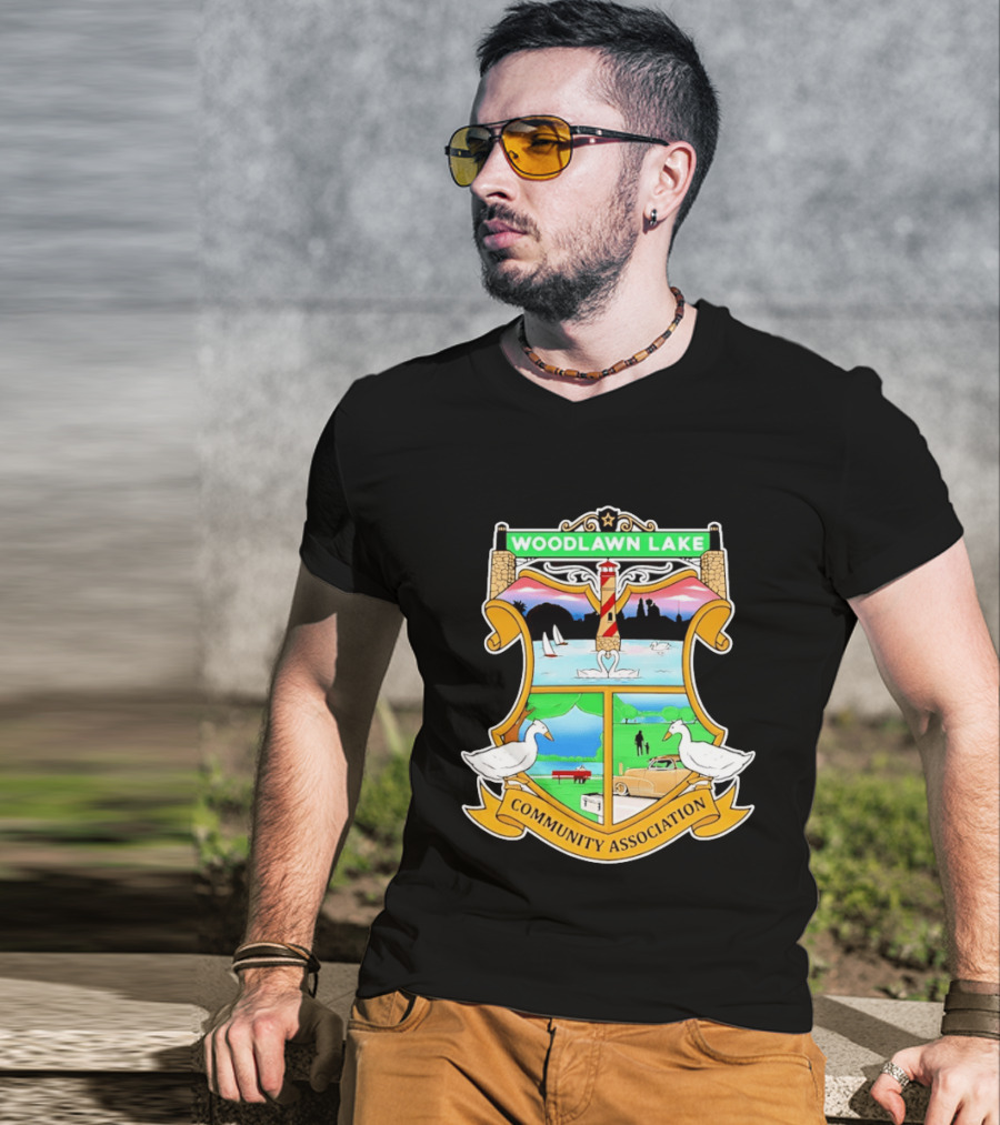 Woodlawn Lake Community Association Scenic Emblem In San Antonio Texas T-Shirt
