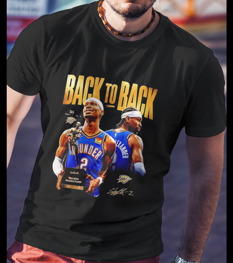 Shai Gilgeous Alexander Back To Back 2026 NBA MVP OKC Thunder SGA 2 T-Shirt