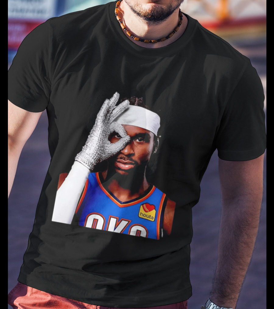Shai Gilgeous Alexander OKC Thunders Houta Jersey Iceman Glove Gesture T-Shirt
