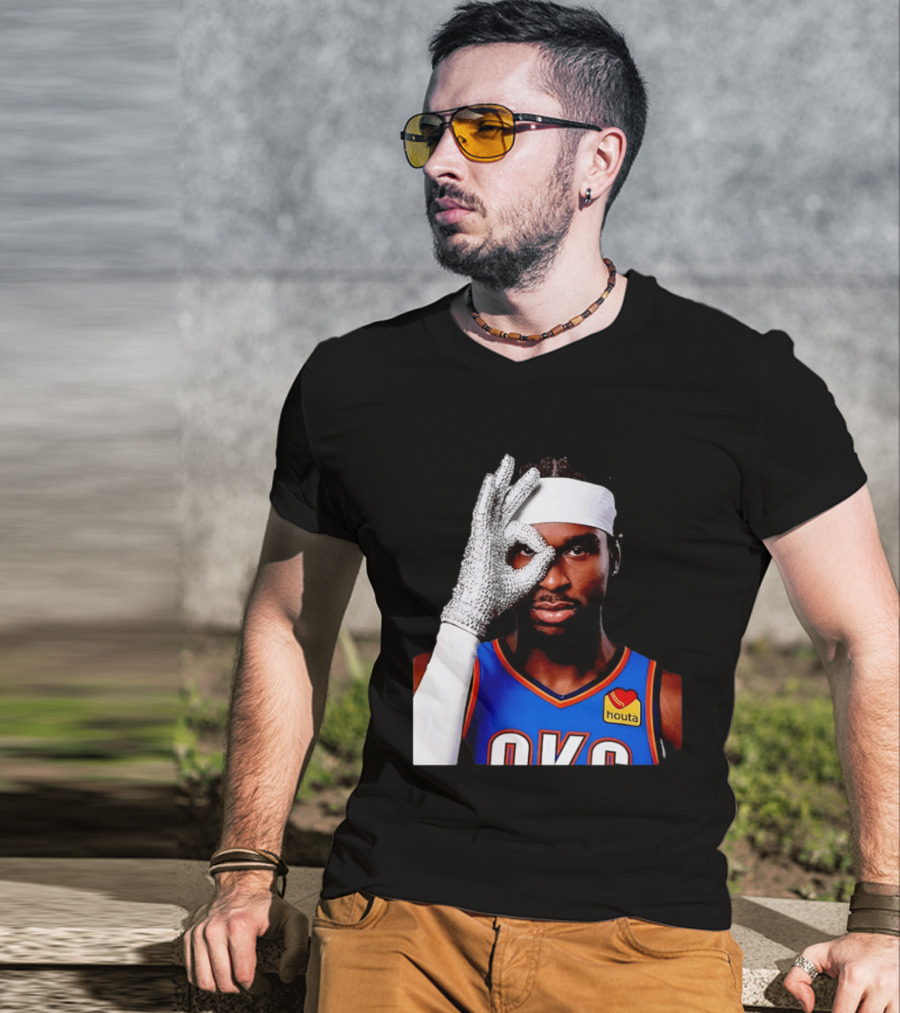 Shai Gilgeous Alexander OKC Thunders Houta Jersey Iceman Glove Gesture T-Shirt