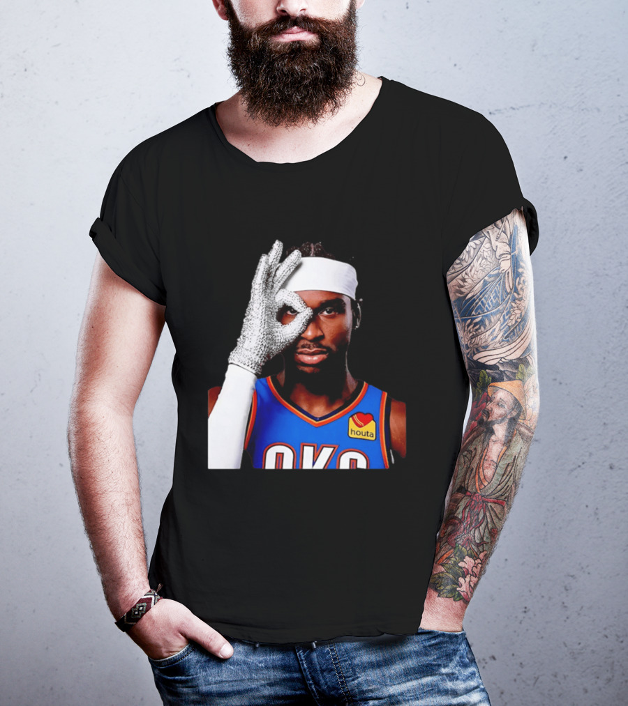 Shai Gilgeous Alexander OKC Thunders Houta Jersey Iceman Glove Gesture T-Shirt