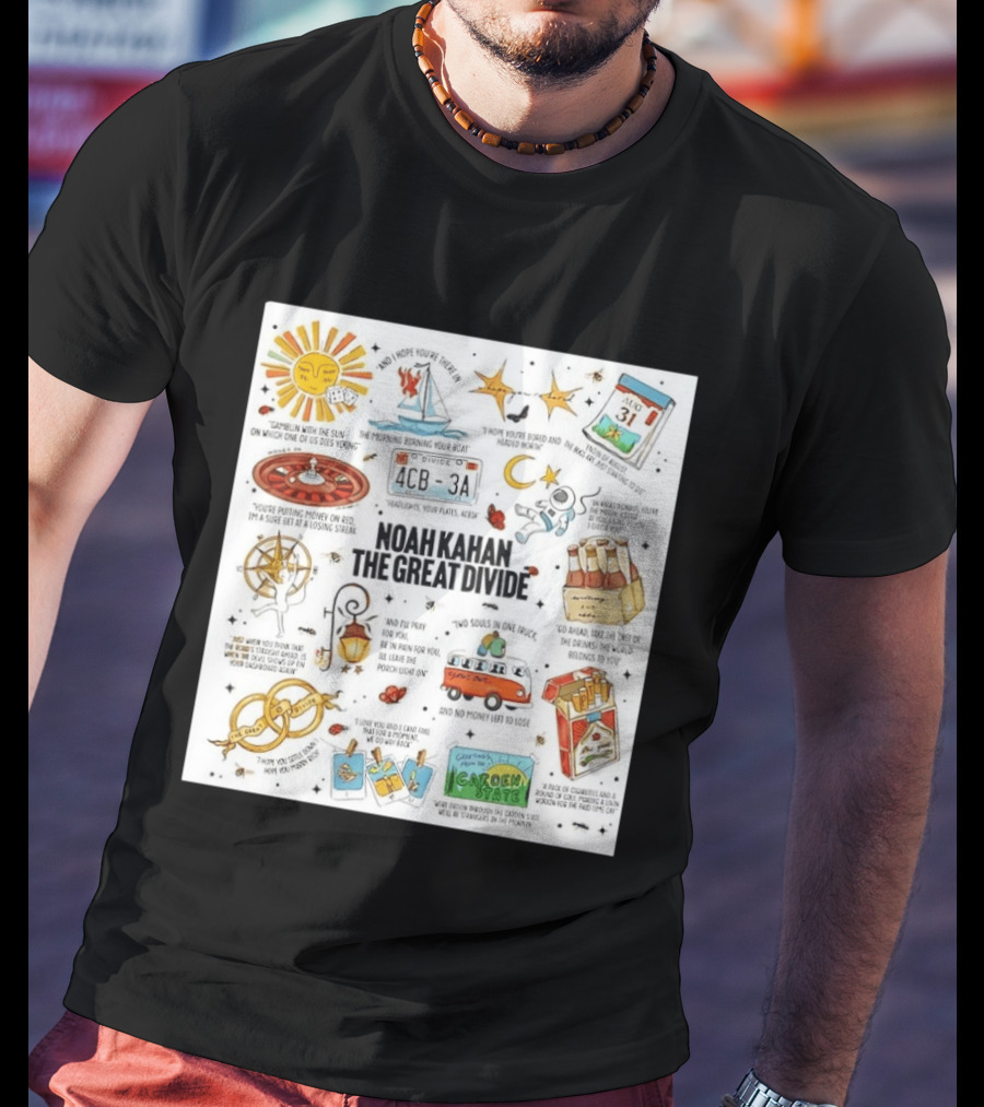 Noah Kahan The Great Divide Album Art Lyric Doodle August 31 Highlights T-Shirt