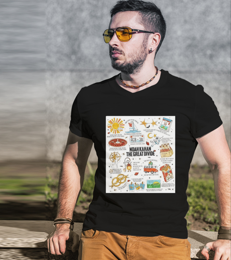 Noah Kahan The Great Divide Album Art Lyric Doodle August 31 Highlights T-Shirt