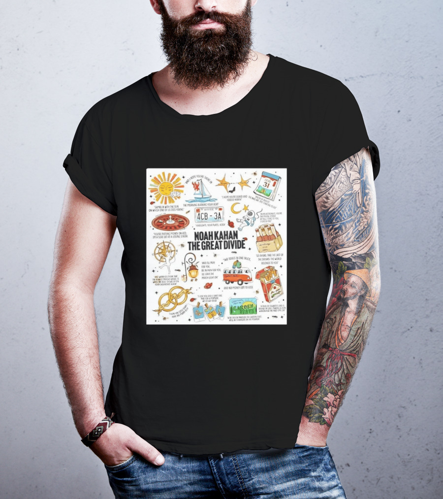 Noah Kahan The Great Divide Album Art Lyric Doodle August 31 Highlights T-Shirt