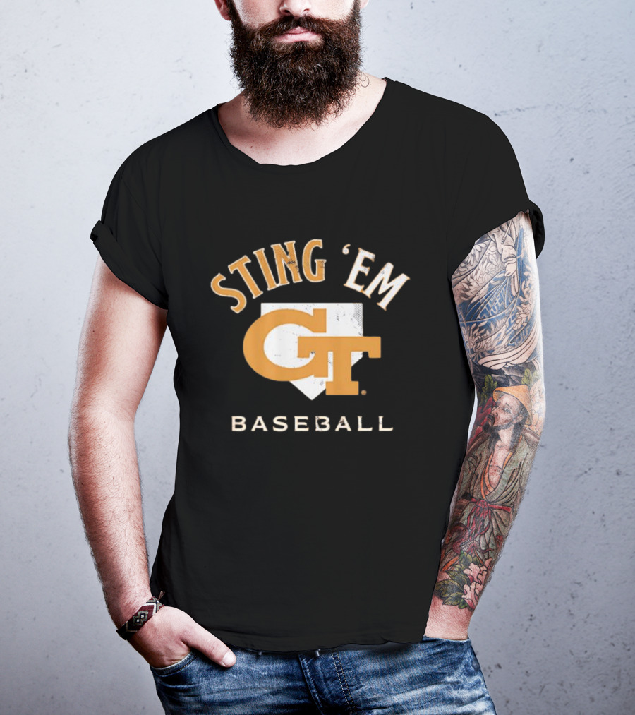 Georgia Tech Yellow Jackets Sting 'Em GT Baseball Home Plate T-Shirt