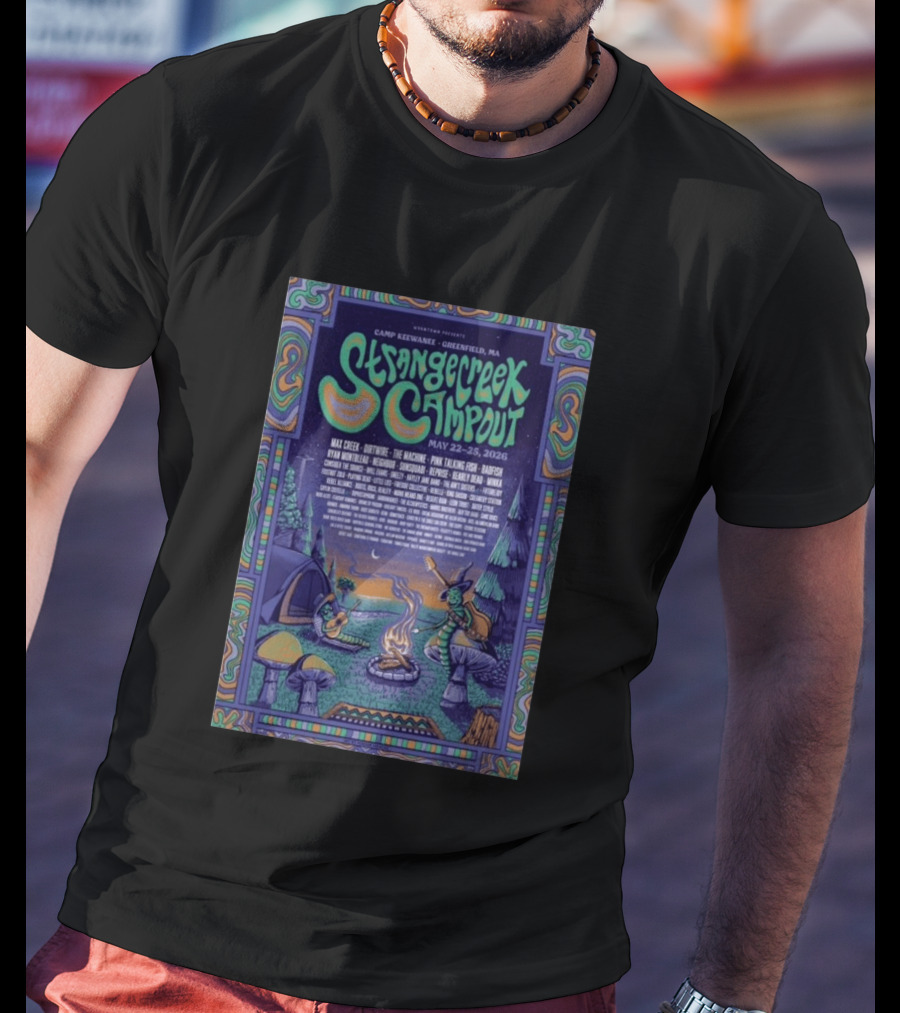 StrangeCreek Campout Greenfield May 22 25 2026 Camp KeeWanee Max Creek Pink Talking Fish Festival T-Shirt