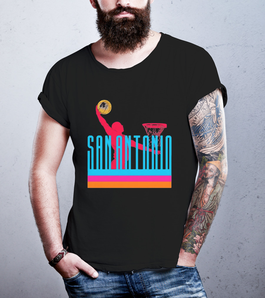 San Antonio Basketball Dunking Pink T-Shirt