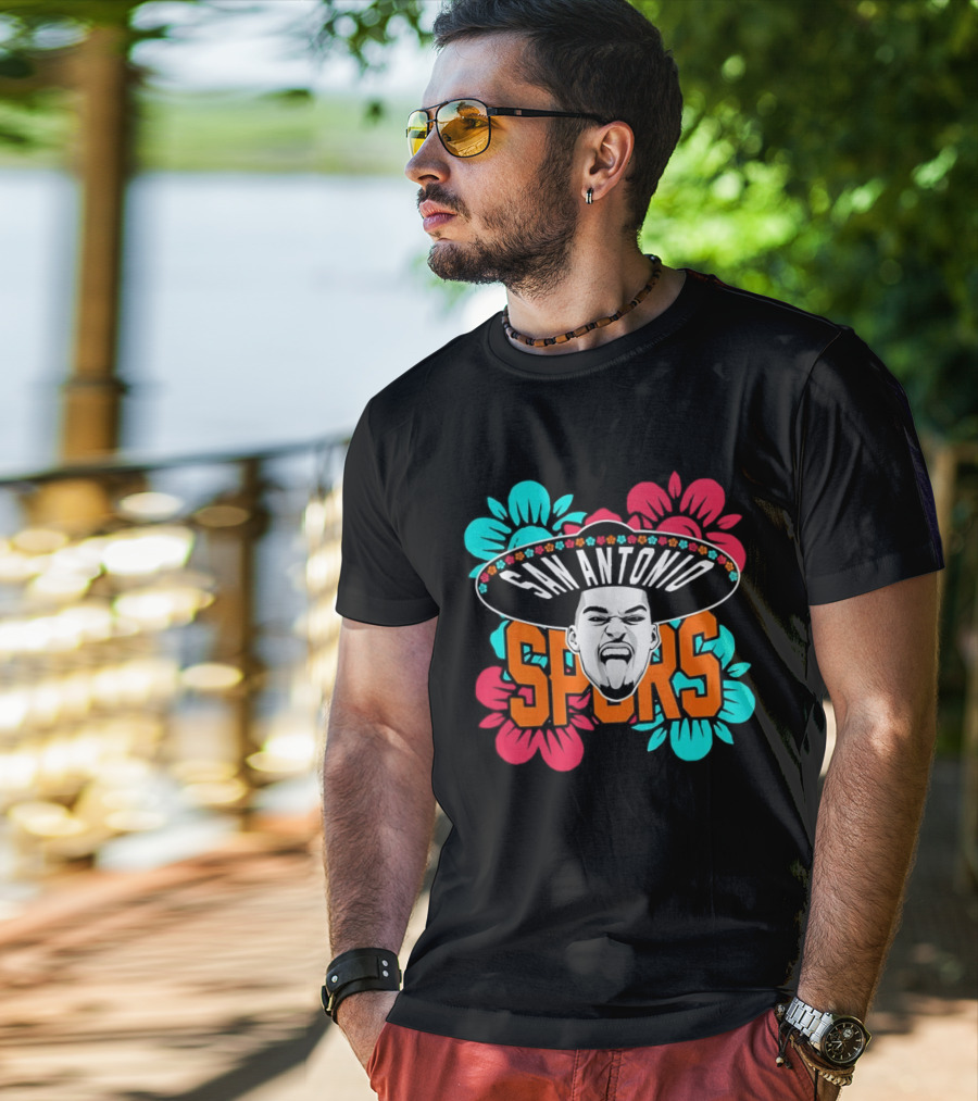 San Antonio Spurs Victor Wembanyama Sombrero Flowers T-Shirt