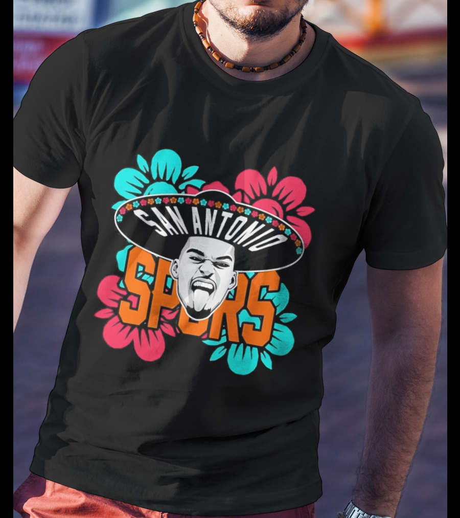 San Antonio Spurs Victor Wembanyama Sombrero Flowers T-Shirt