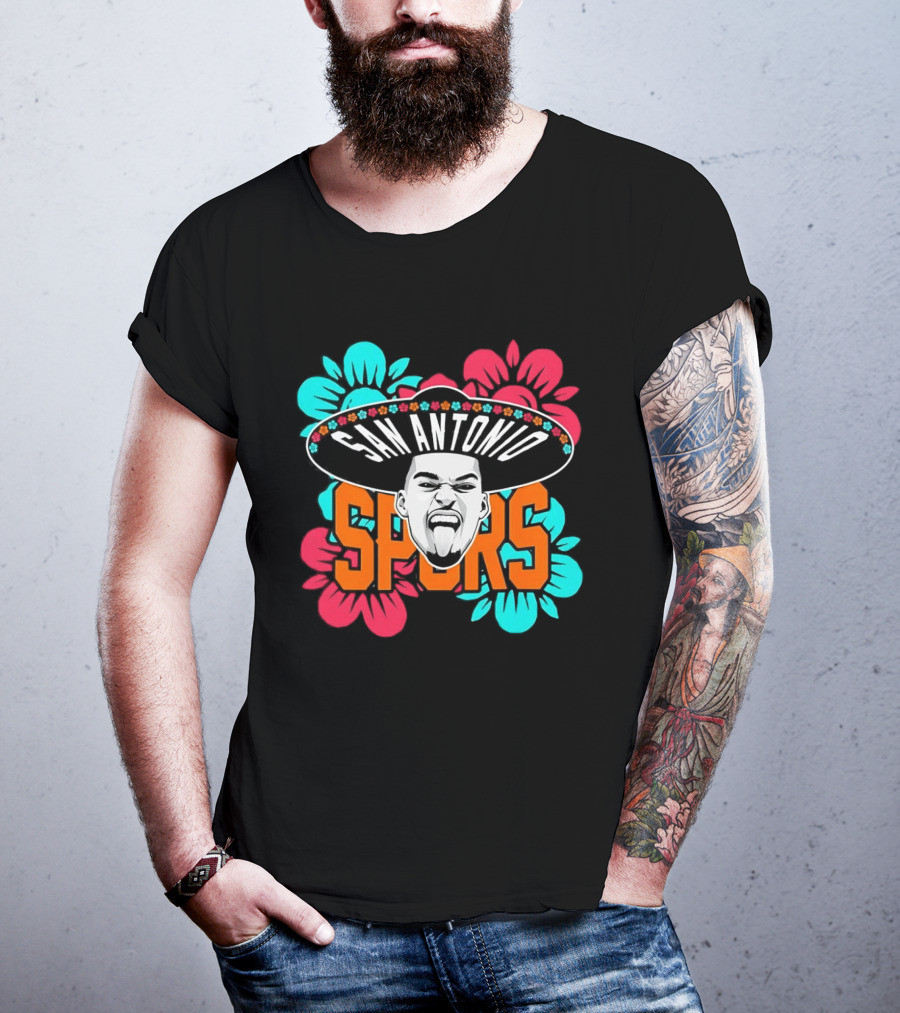 San Antonio Spurs Victor Wembanyama Sombrero Flowers T-Shirt