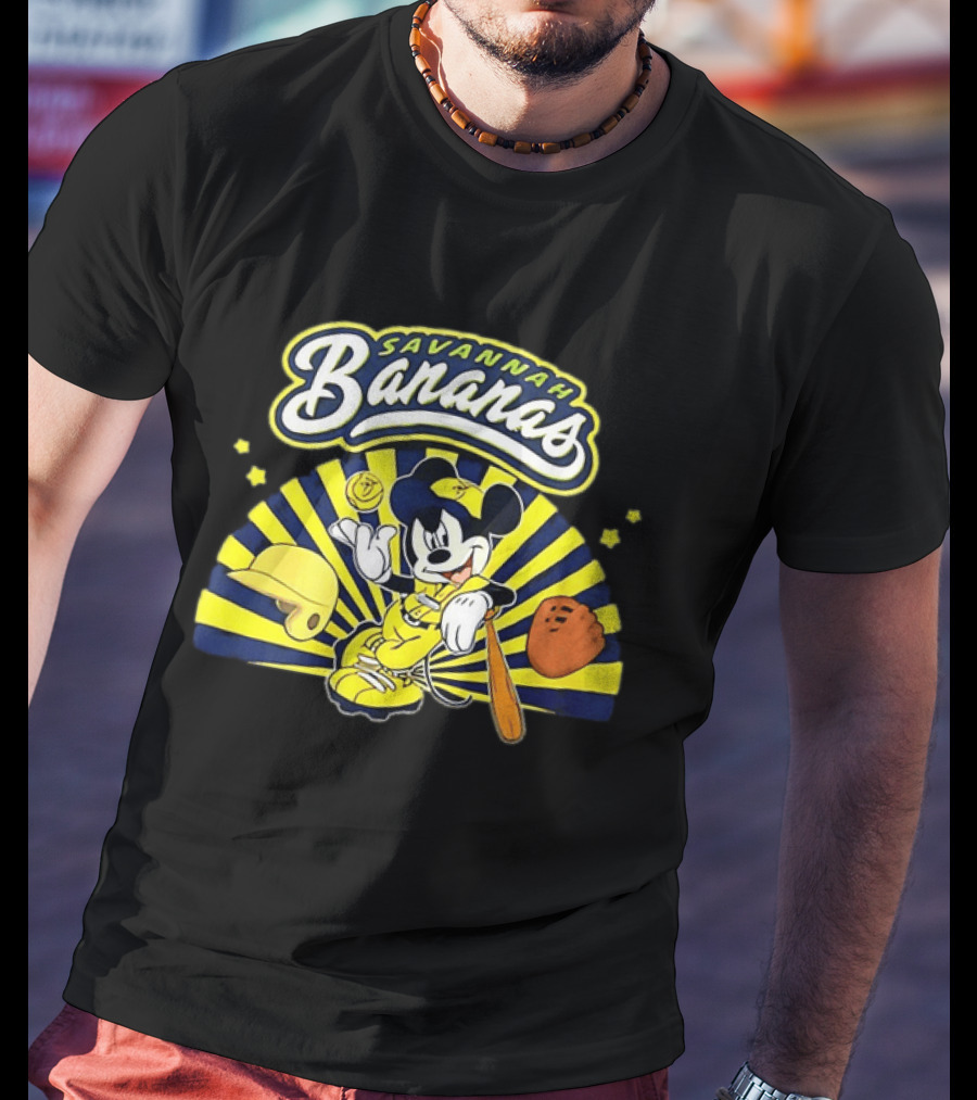 Savannah Bananas Mickey Mouse Baseball Team Sports Fan T-Shirt