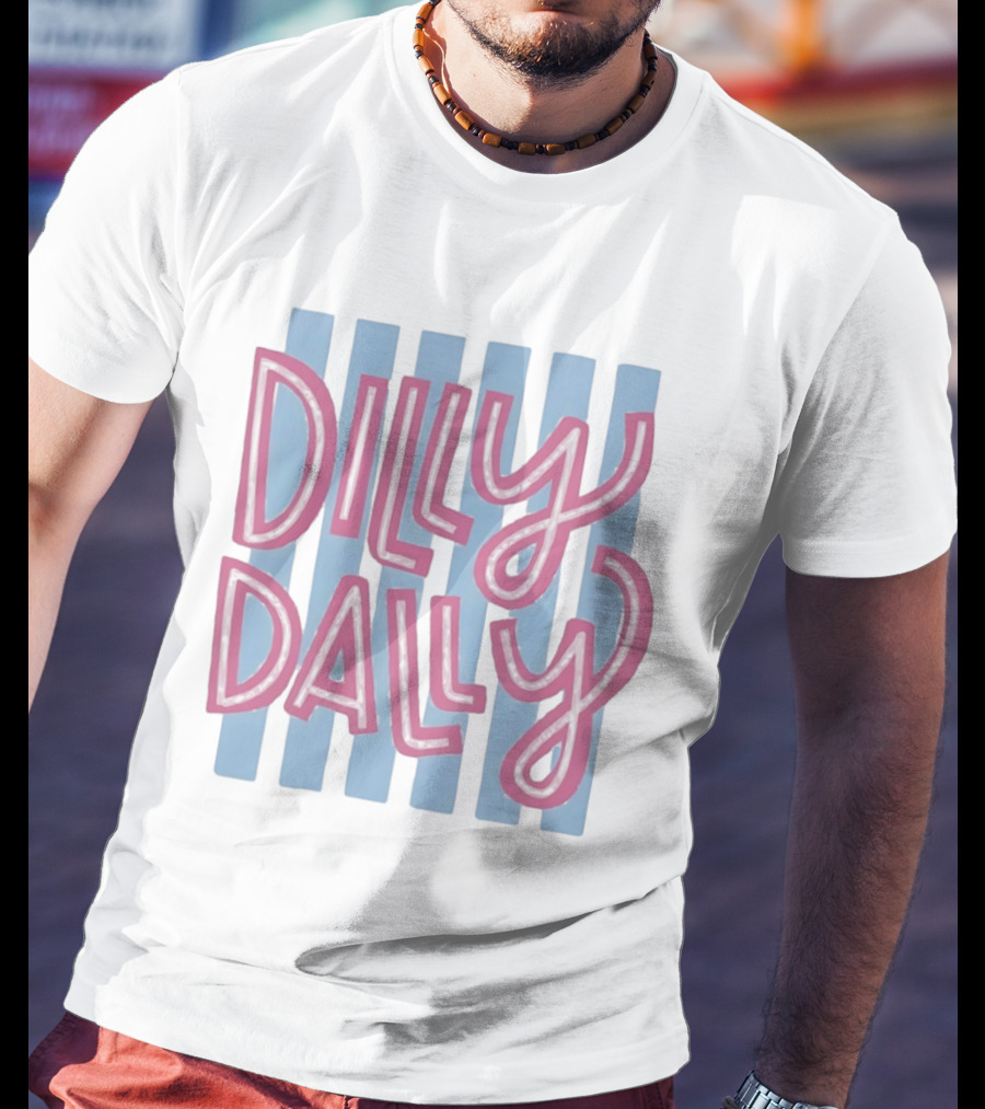 Dilly Dally Babier Pink And Blue Striped Playful T-Shirt