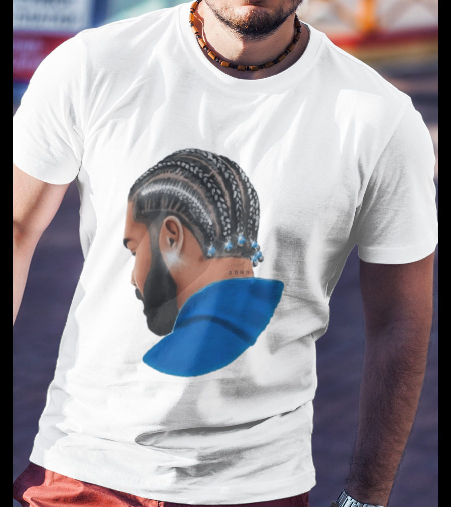 Drake Cornrow Braid Hairstyle Blue Sparkle T-Shirt