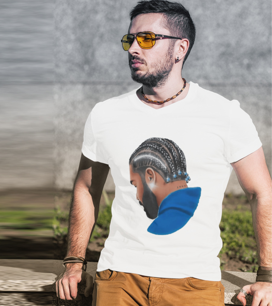 Drake Cornrow Braid Hairstyle Blue Sparkle T-Shirt