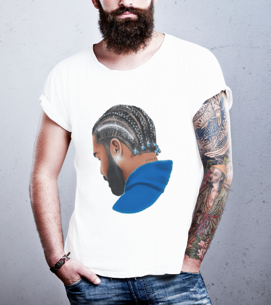 Drake Cornrow Braid Hairstyle Blue Sparkle T-Shirt