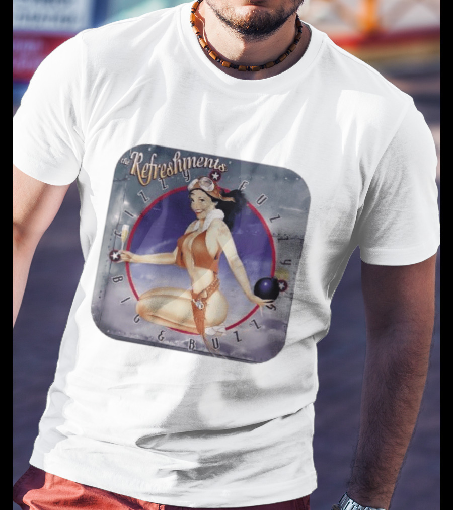 The Refreshments Fizzy Fuzzy Big & Buzzy 1996 Album Cover Vintage Pin Up T-Shirt