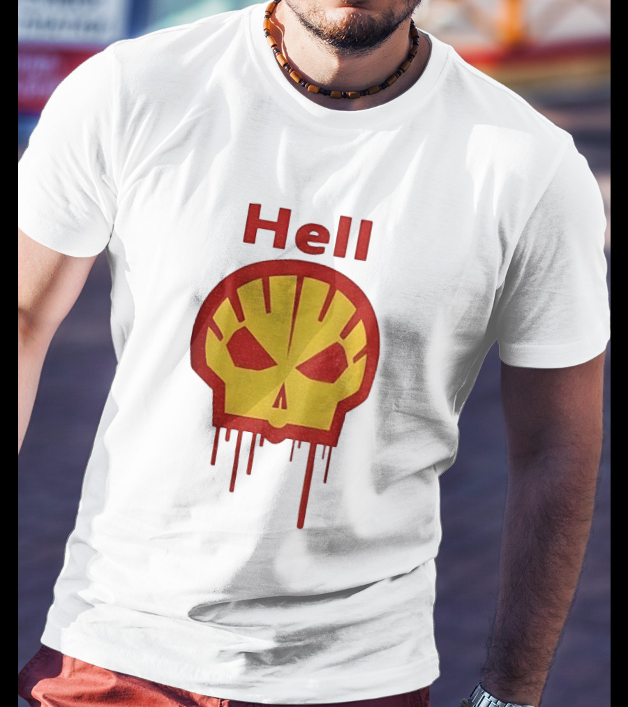 Hell Shell Dripping Skull Icon Red Yellow T-Shirt