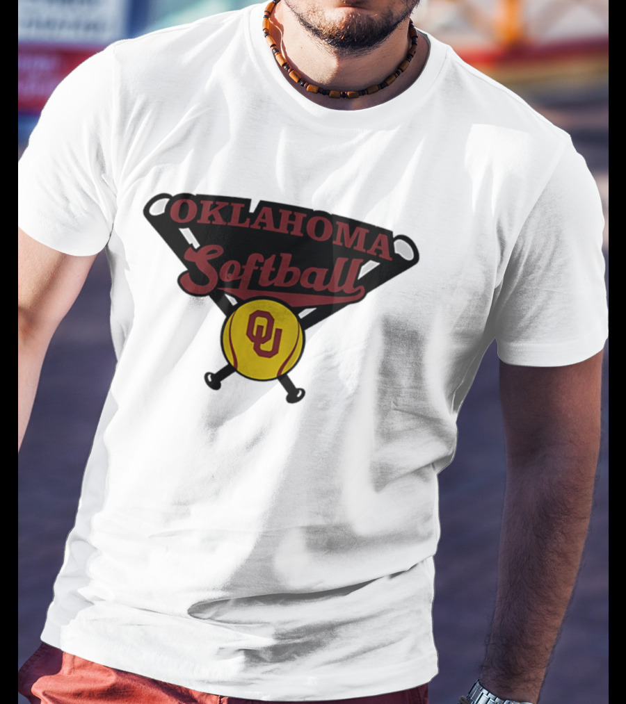Oklahoma Softball OU Crossed Bats Yellow Ball T-Shirt