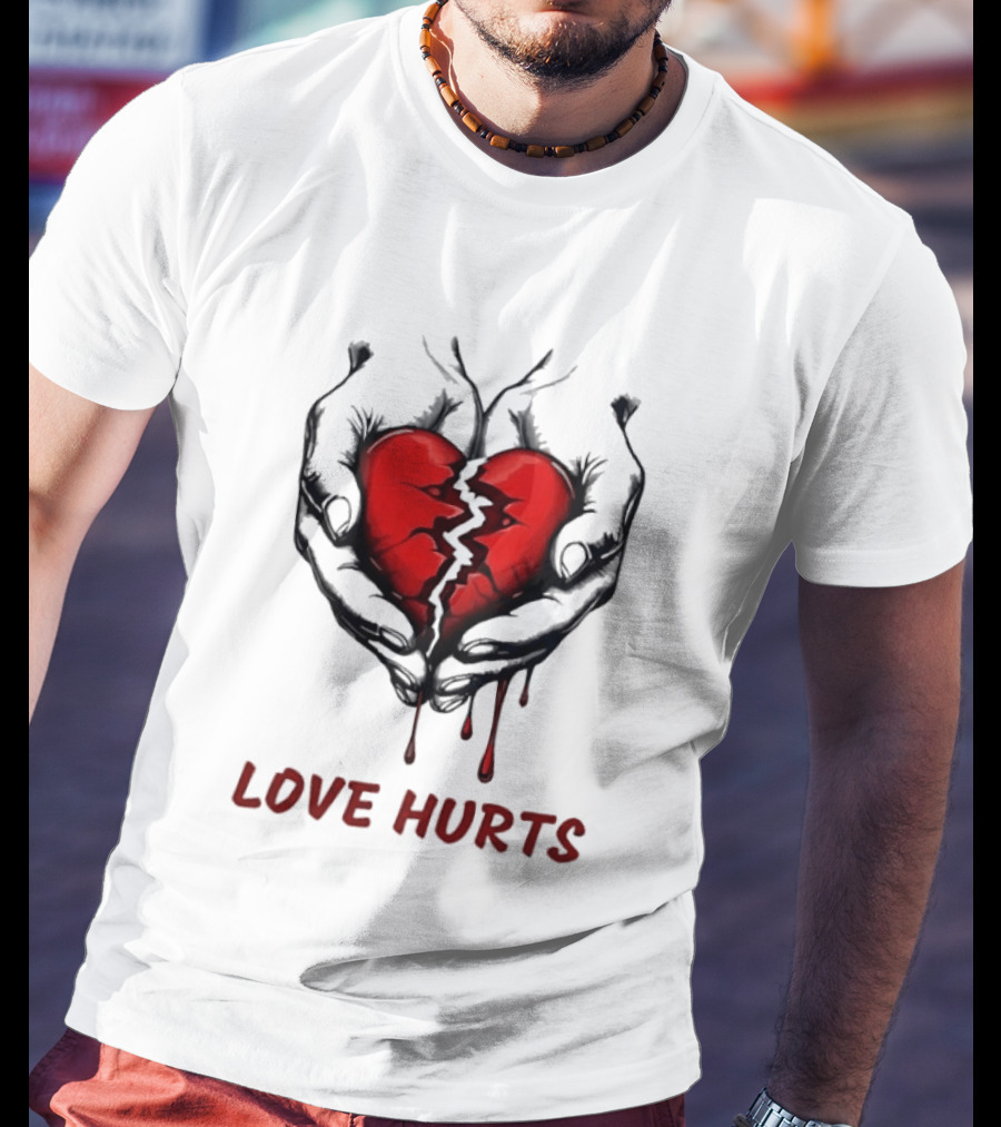 Love Hurts Bleeding Broken Heart Emotional Expression T-Shirt