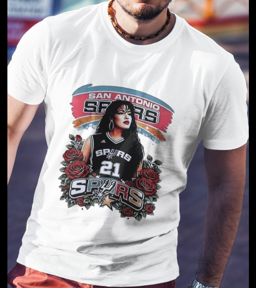 San Antonio Spurs 21 Selena Quintanilla Roses T-Shirt