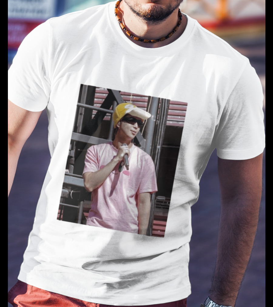 Namjoon Wearing Psyduck Hat Pink T T-Shirt