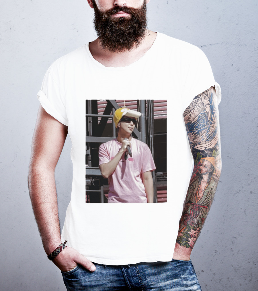 Namjoon Wearing Psyduck Hat Pink T T-Shirt