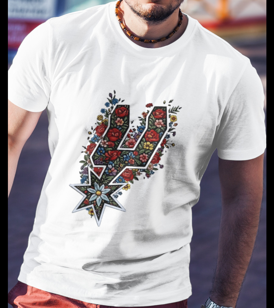San Antonio Spurs Floral Rose Garden Spurs Team T-Shirt
